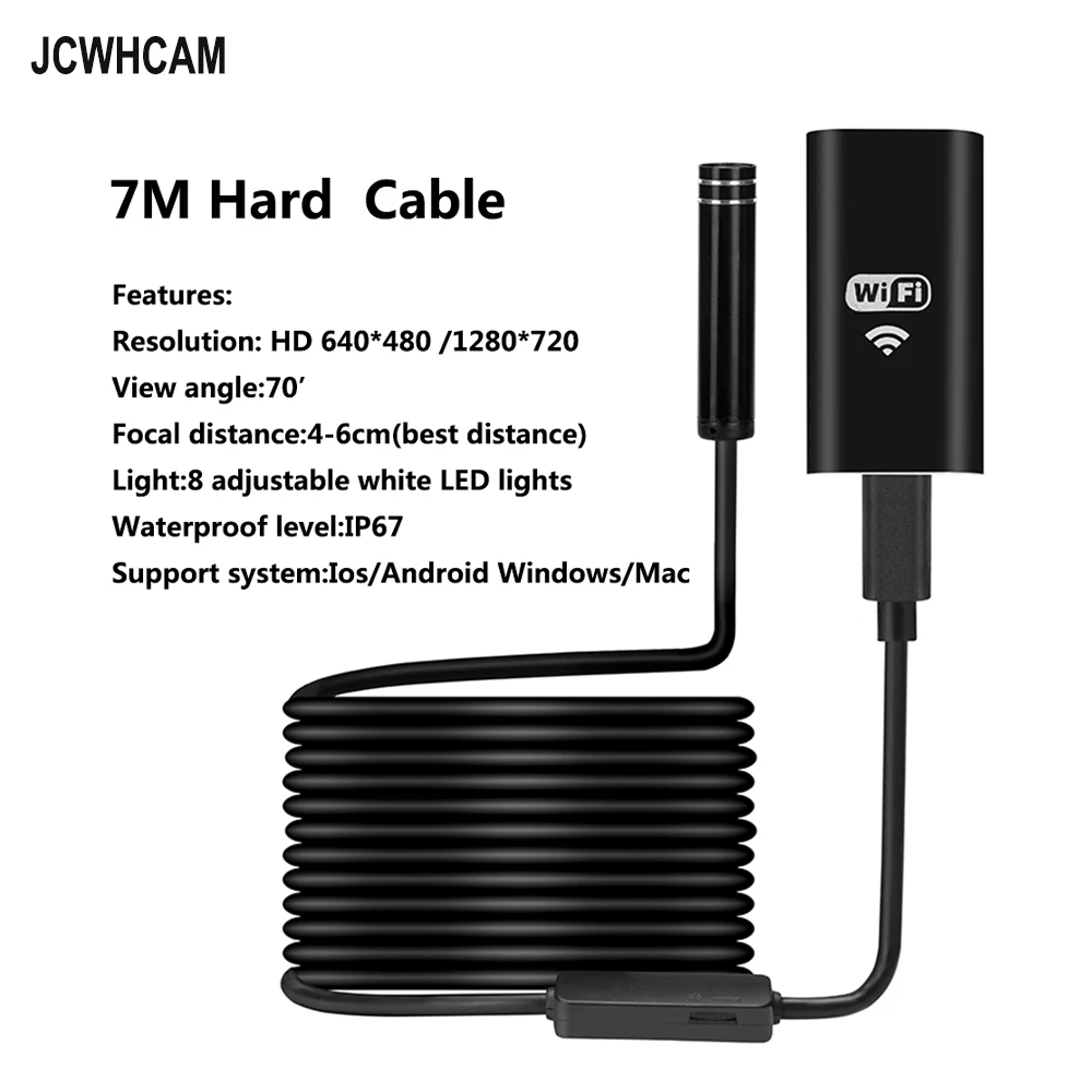 Эндоскоп 720P объектив 8 мм для iphone Android с светодиодами 7 м|endoscope 8mm|wifi endoscopeandroid endoscoop |