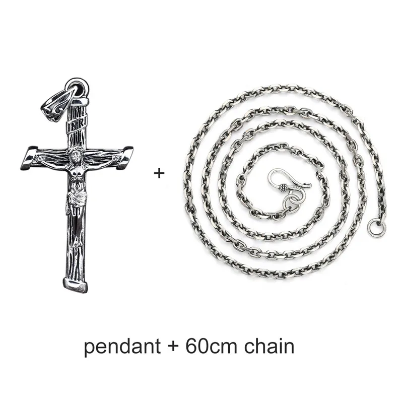 Pendant - 60cm chain V. YA, индивидуальное христианское ожерелье с крестом, 925 пробы, серебряный крест, подвеска для мужчин, мужчин, женщин, тайское серебряное ювелирное изделие - Окраска металла: Pendant - 60cm chain