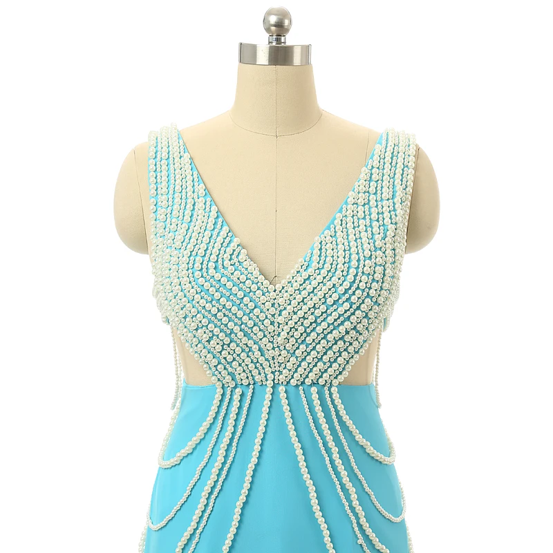 Vestidos de Fiesta, настоящий образец, сексуальное шифоновое черное платье для выпускного вечера с v-образным вырезом, украшенное бисером и жемчугом, настоящая фотография, Длинные вечерние платья