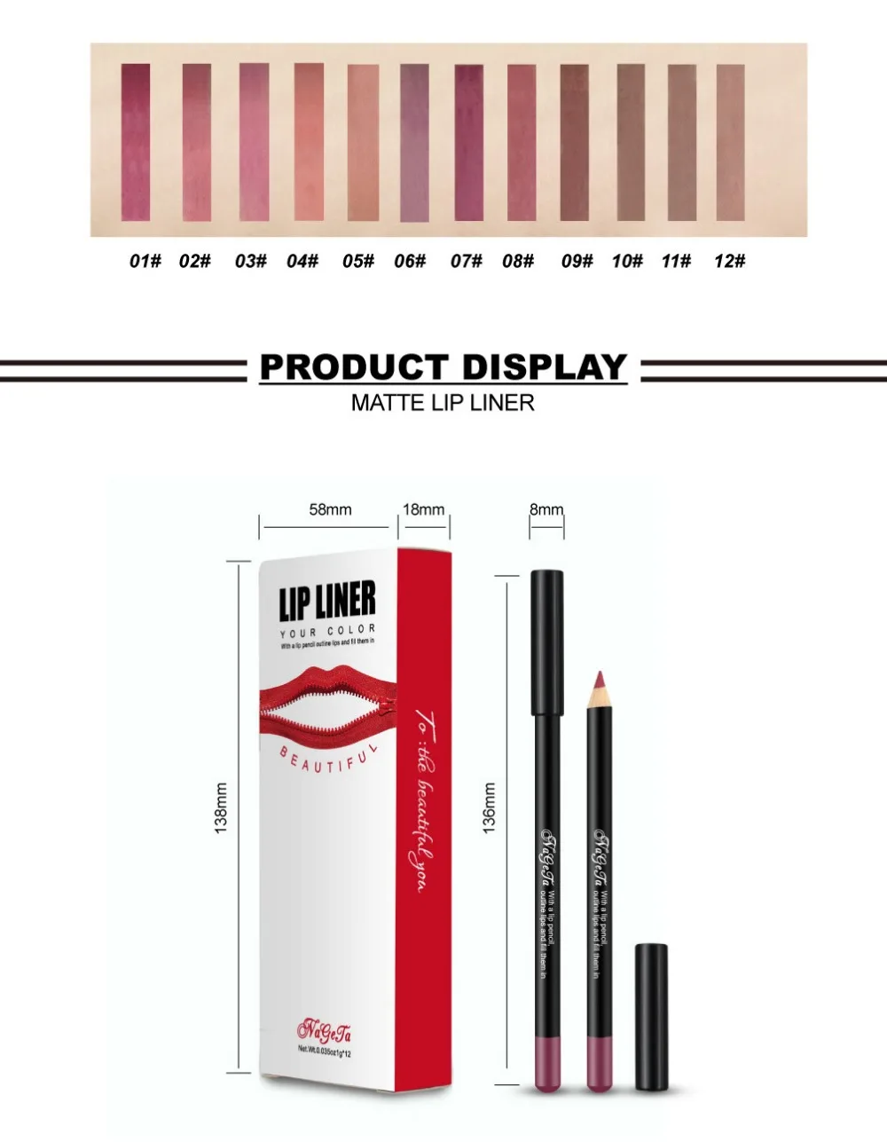 12 цветов сексуальный матовый карандаш для губ Lipliner карандаш для губ Matt Nude Lipsliner набор ручек Красота Макияж инструмент косметический