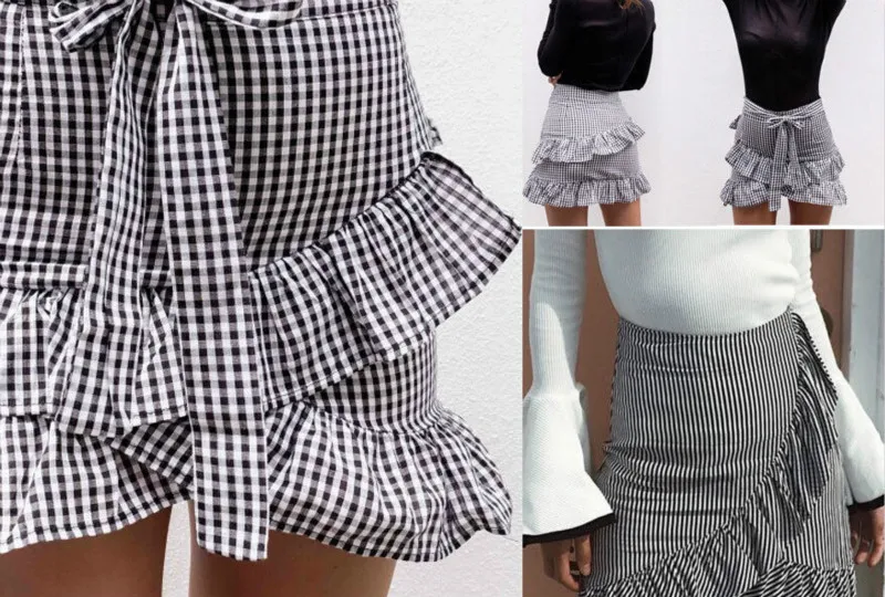 Модная женская винтажная эластичная юбка с высокой талией простая полосатая