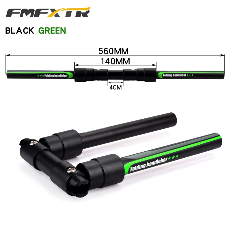 green 560mm FMFXTR складной алюминиевый руль для велосипеда, ручка для самоката 25,4/31,8 мм, дорожный MTB, складной велосипед, аксессуары, руль - Цвет: green 560mm