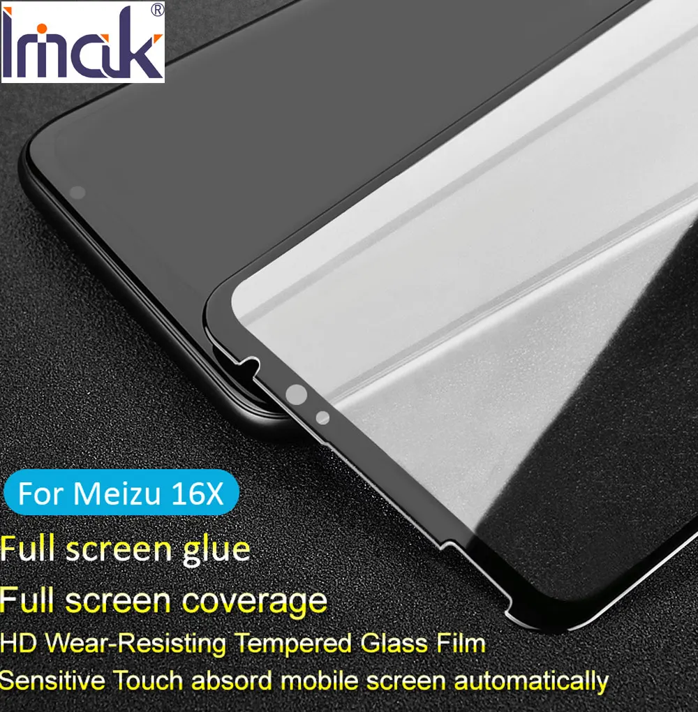 Imak Pro + полноэкранная панель клейкая крышка Закаленное стекло для Meizu 16X 2.5D