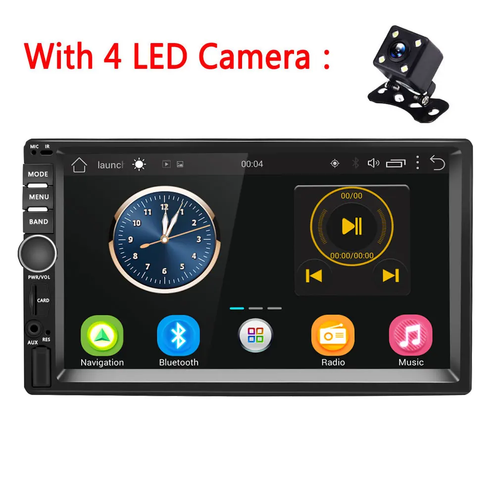 With 4 LED Camera AMPrime Android 2 din автомобильное радио gps wifi стерео радио 7 ''сенсорный экран 2din MP5 плеер Автомобильный мультимедийный плеер авторадио - Цвет: With 4 LED Camera