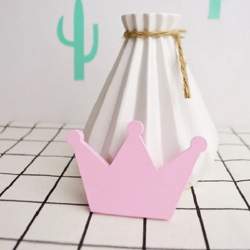 Pink Crown INS скандинавском Стиль деревянный настенный крючок для детской комнаты украшения деревянные крючки-вешалки «Человек-паук», одежда для малышей вешалка держатель ключей, пальто Органайзер - Цвет: Pink Crown