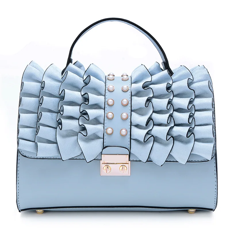 blue handbag Модная женская Цветочная сумка, вышитая PU сумка-мессенджер с замком, Наклонная Сумка на плечо, роскошные дизайнерские сумки, сумка A10505 - Цвет: blue handbag