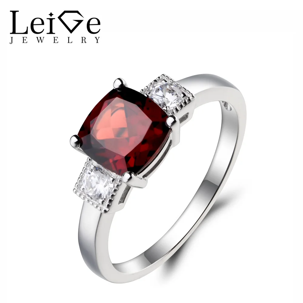 Женское кольцо для помолвки с красным гранатом|cushion cut engagement|925 sterling gemstone ringsgemstone