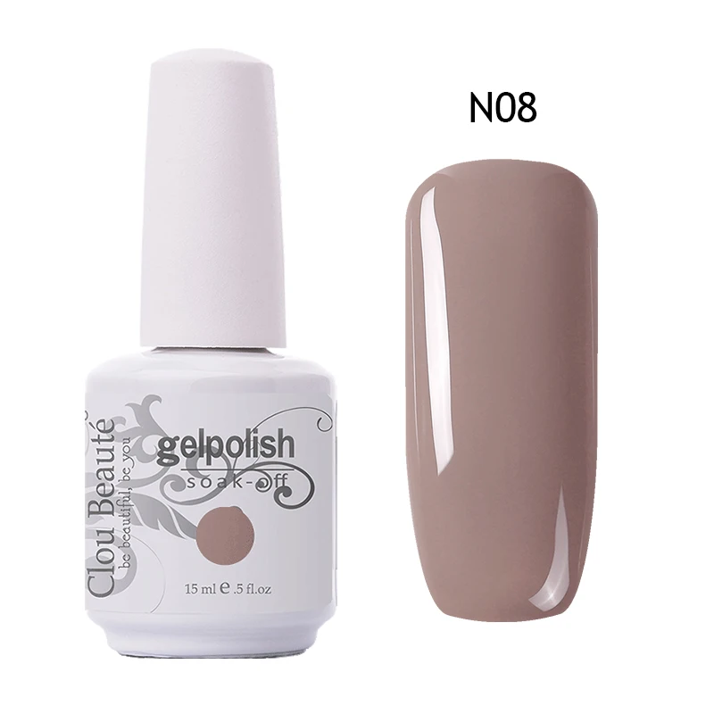 N08 Набор гель-лаков для маникюра серии Clou Beaute Nude, УФ-Гель-лак для ногтей, основа и верхнее покрытие, Полупостоянный Гибридный Гель-лак - Цвет: N08