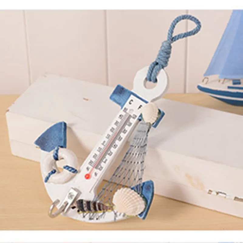 Деревянный термометр в виде якоря ремесла Искусство настенные крюк метр Датчик