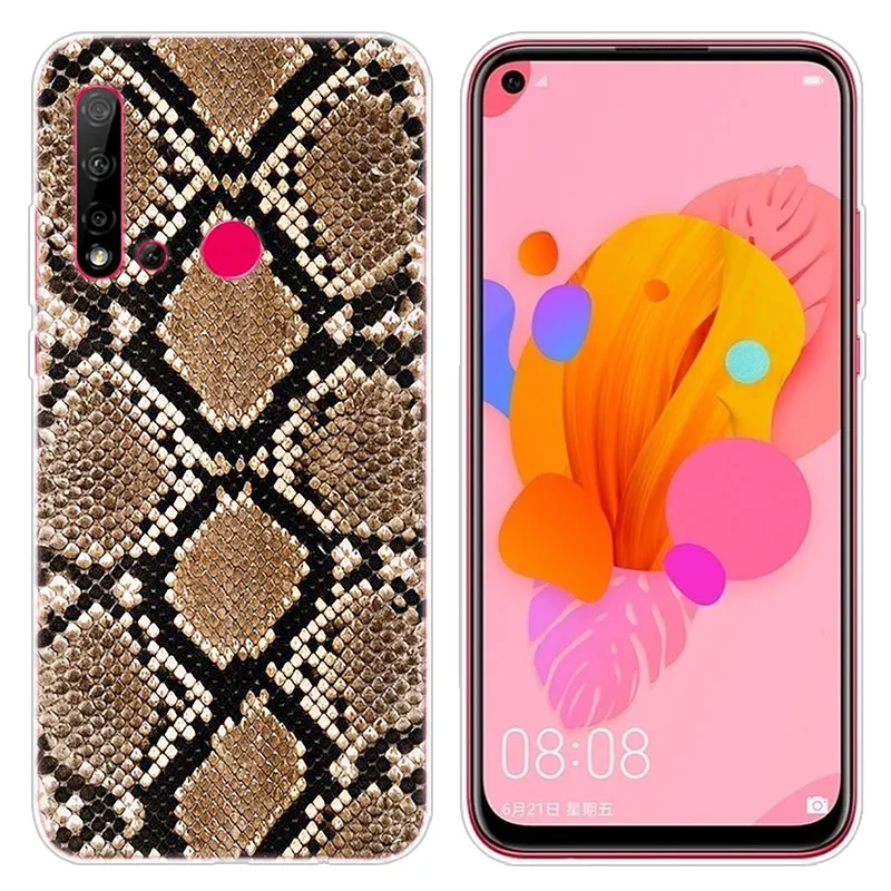 Цветной кожаный силиконовый чехол со змеиной текстурой для Huawei P30 20 Pro 10 P9 P8 Lite 2017 P
