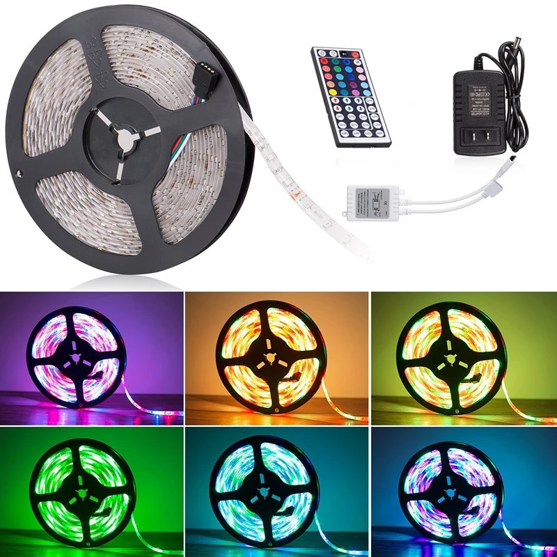 

Гибкие светодиодные ленты SMD 2835 RGB с 8 узорами освесветильник, 5 м, светодиодная Светильник та с 44 клавишами, пульт дистанционного управления, ...
