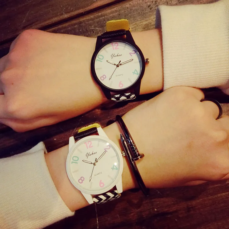 Творческая личность Шить смотреть Candy цвет кожи Досуг Уникальный кварцевые часы
