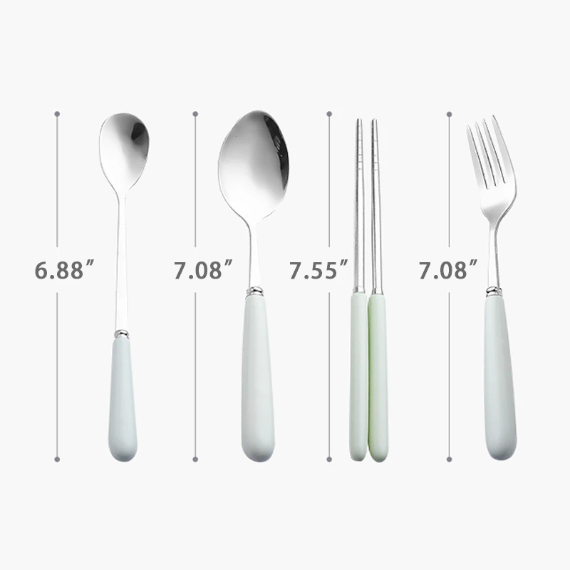 Ceramic Handle Stainless Steel Cutlery Travel Kids Adult Tableware Camping Picnic Dinnerware Set Kitchen Tools | Дом и сад