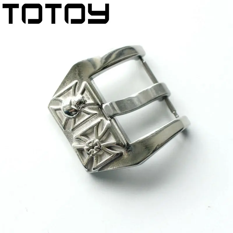 TOTOY индивидуальная из нержавеющей стали Пряжка, Ретро Серебряный кожаный ремешок пряжка, 20 мм 22 мм 24 мм Персонализированная текстура пряжки, быстрая