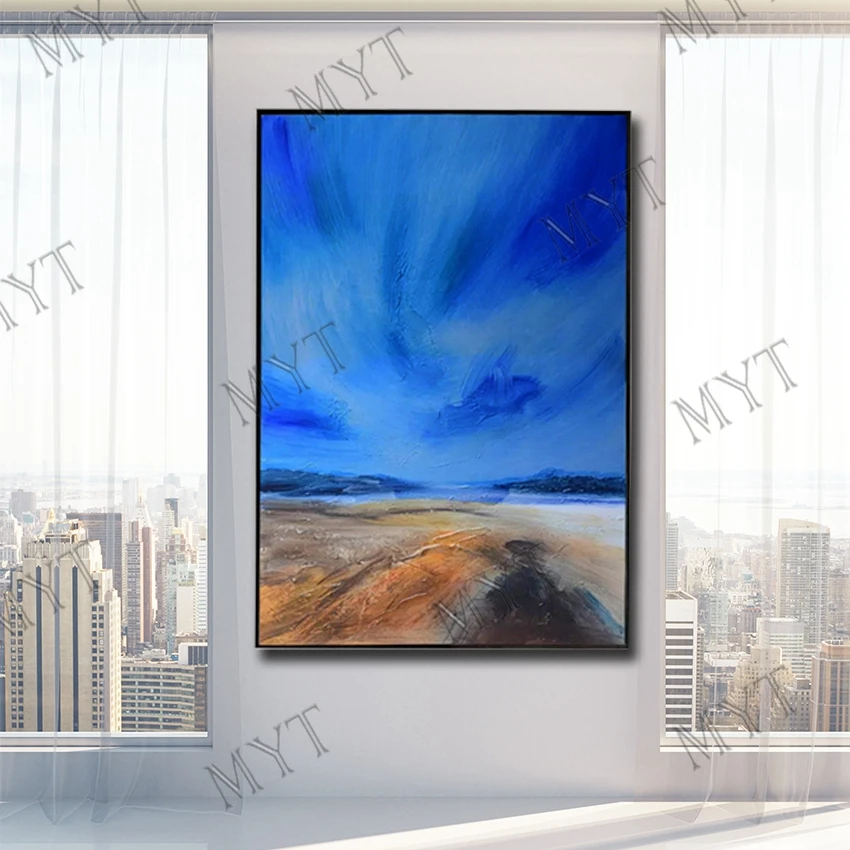 Пейзаж синего неба ручной работы абстрактные картины картина маслом настенные