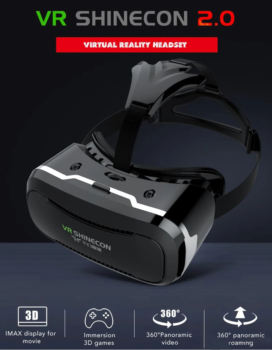 Новейшие носимые 3D очки VR BOX обновленная версия виртуальной реальности 3D видео очки 4,7-6,0 дюймов для iPhone/Android/фильмов