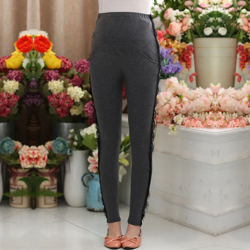 Беременным ноги аппликация кружева беременной женщины живот брюки весна HX - 712 |