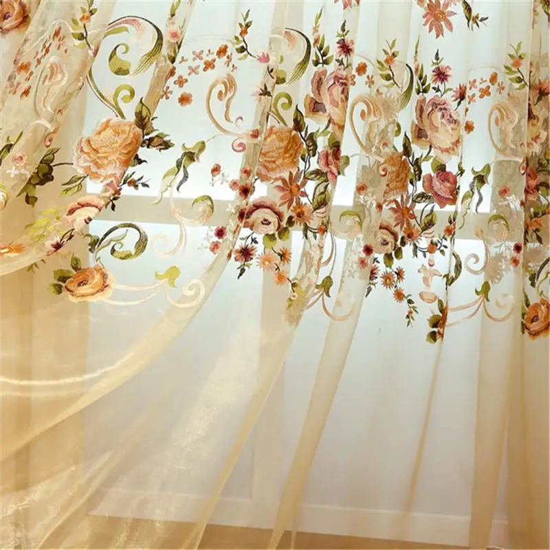 Voile Curtain Хит, китайский стиль, королевская Роскошная вышитая затемненная занавеска s для гостиной, вышитая вуаль, занавеска s, занавеска для окна, спальни - Цвет: Voile Curtain
