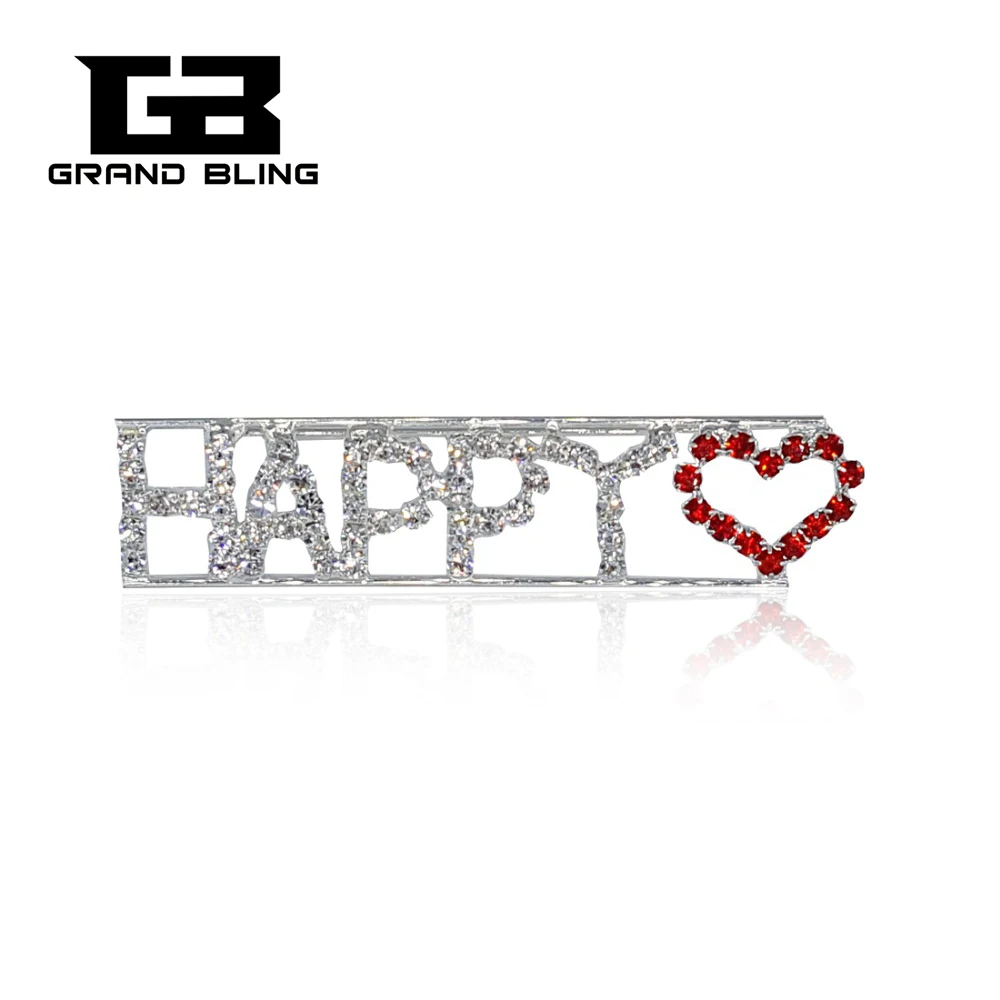 

Blingbling Rhinestone Brooch Jewelry "HAPPY Heart" Word Pin