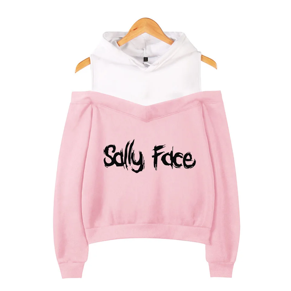 Модные толстовки с капюшоном Sally Face для девочек, эксклюзивный пуловер с длинными рукавами и открытыми плечами, Женская Весенняя пикантная черная толстовка XS