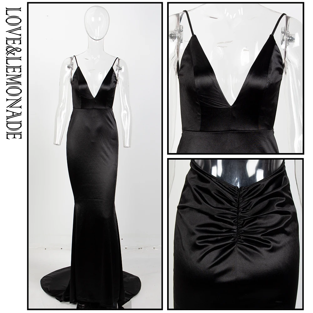 

LOVE&LEMONADE Deep V-Neck Open Back Slim Long Dress LM81222