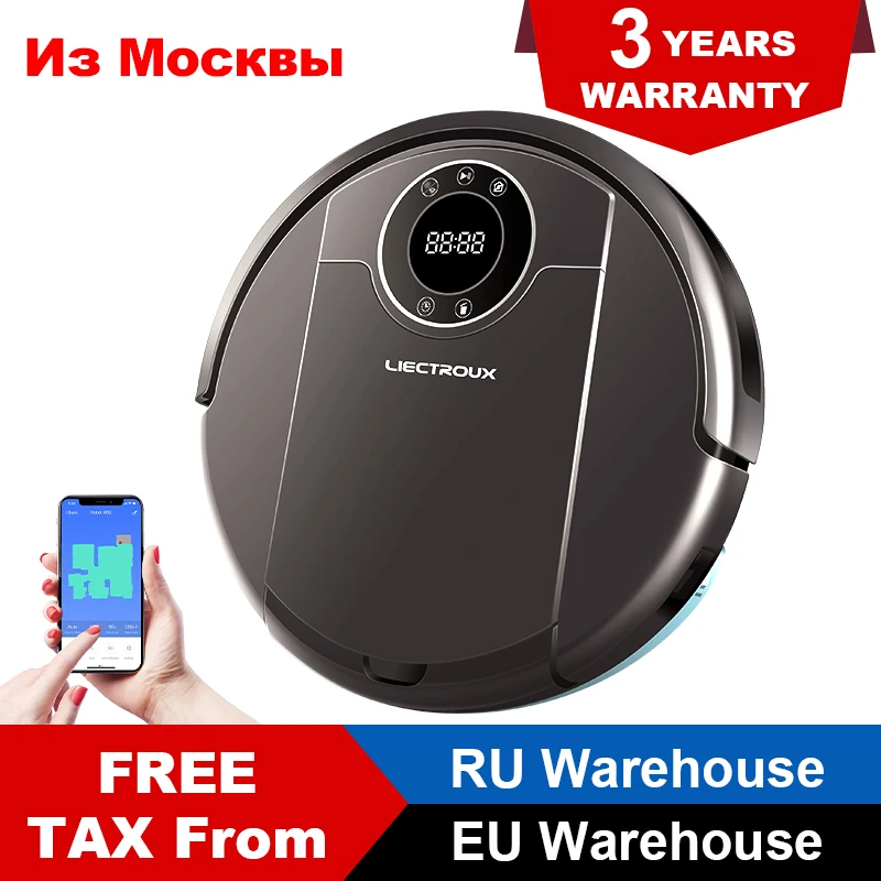 LIECTROUX ZK808 робот пылесос Wifi управление с приложением, карта навигации, 3000 ПА всасывания, умная память, влажная сухая швабра, бесщеточный мотор