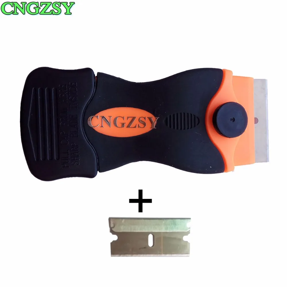 CNGZSY Auto Sticker Label Glue Scraper Carbon Steel Razor Blade Glass Window Clean Spatula Car Vinyl Wrap Film Squeegee E12+1M