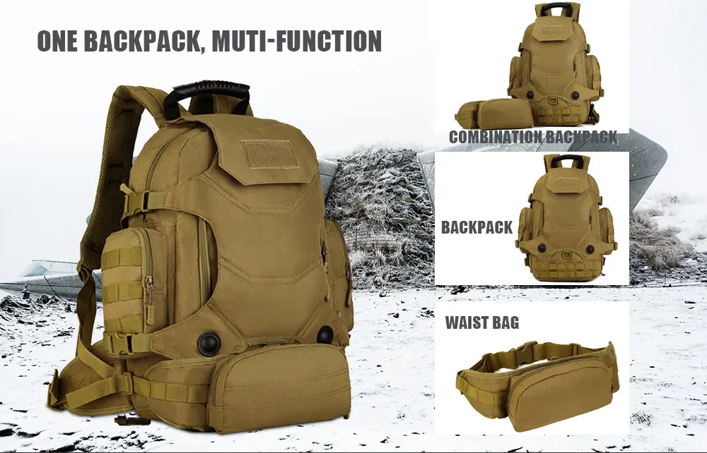 40L военный тактический рюкзак, камуфляжный рюкзак Mochila для мужчин и женщин, уличные походные спортивные сумки, армейский рюкзак Molle, рюкзак для путешествий