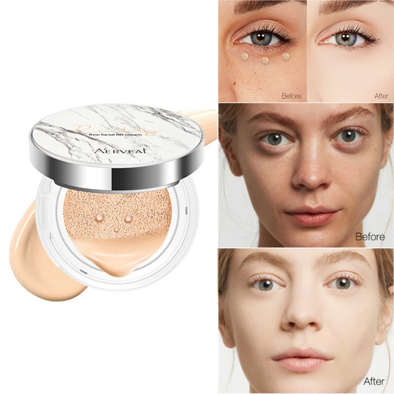 

2019 New Air Cushion Marble BB Cream Nude Makeup Concealer Moisturizing Foundation Non Blooming Easy to Wear BB Cream
