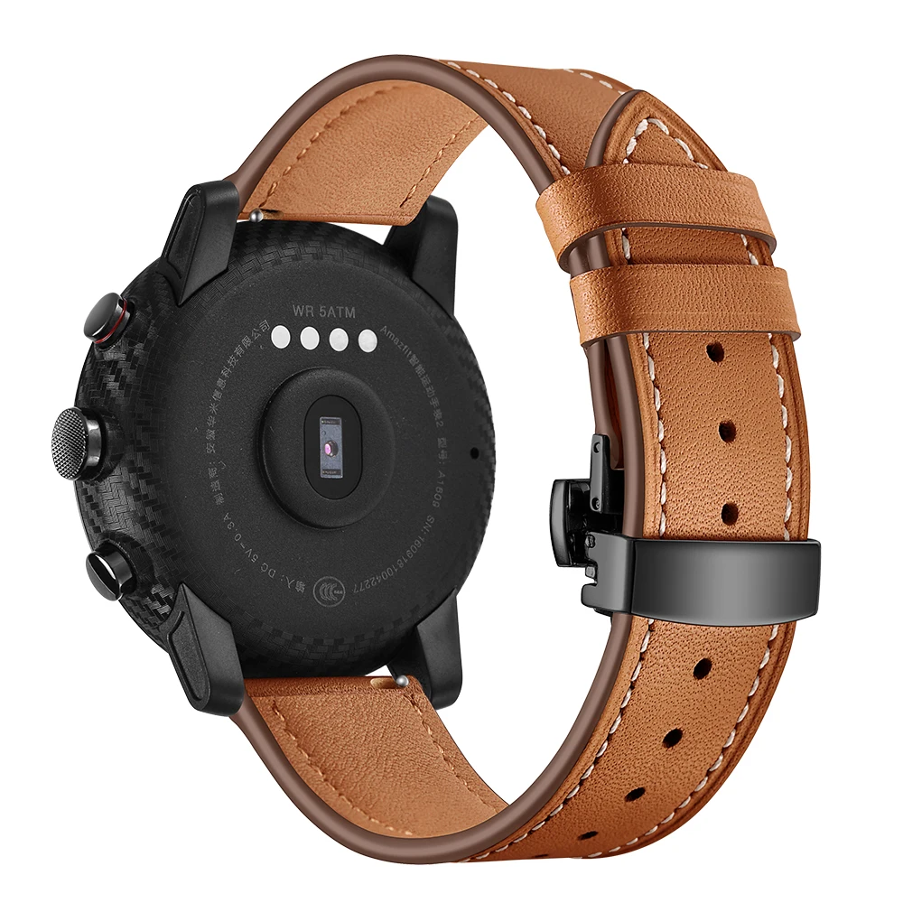 Кожаный ремешок для Xiaomi Huami Amazfit PACE Stratos, Смарт-часы, браслет для Xiaomi Amazfit, ремешок с металлической пряжкой, кожаный ремень