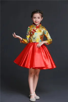 5 Костюмы для хора в китайском стиле, одежда для выступлений guzheng, детское платье принцессы cheongsam, платье для девочек, пышная юбка - Цвет: 5