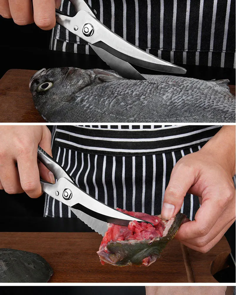 Кухонные ножницы из нержавеющей стали, домашние ножницы для курицы, рыбьей кости, острый сверхмощный режущий инструмент, многофункциональный tijeras cocina