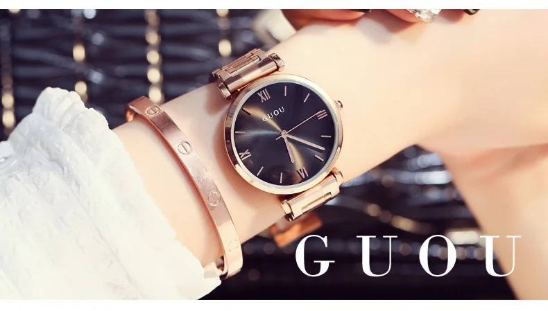GUOU женские часы Reloj браслет женские часы розовое золото женские часы для женщин лучший бренд класса люкс relogio feminino подарок