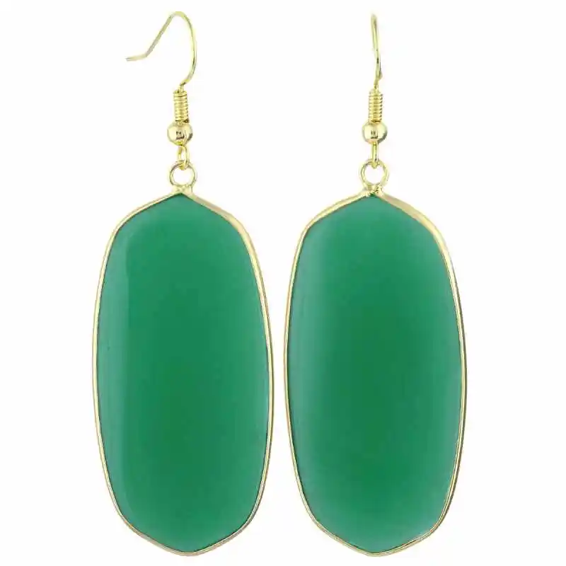 Green Crystal Glass TUMBEELLUWA женские каменные хрустальные висячие серьги Овальные, Исцеляющие чакры - Окраска металла: Green Crystal Glass