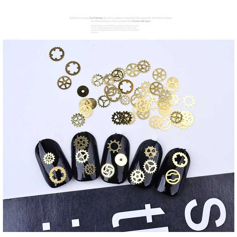 1 колесо золотые металлические ломтики паровые панковские украшения для ногтей