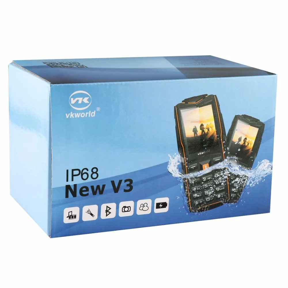 VKWorld Stone New V3 четырехъядерный мобильный телефон SC6531CA ram 64MB rom 64MB 2,4 дюймов три сим-карты Bluetooth FM радио фонарь 3000mAh