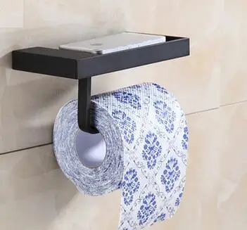 Oil Rubbed Bronze Твердый латунный держатель туалетной бумаги для ванной комнаты, Туалетные бумажные салфетки в рулонах с держателем для телефона - Цвет: Oil Rubbed Bronze