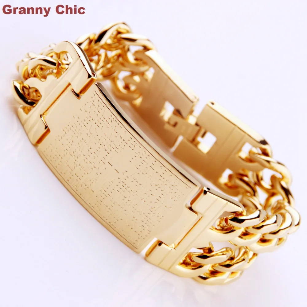 Granny Chic горячая распродажа мужской модный серебряный/золотой Стальной широкий