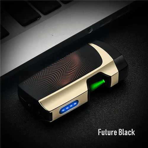 Future Black Зеленая лазерная сенсорная двойная дуговая Электронная зажигалка, ветрозащитная металлическая зажигалка, USB перезаряжаемая зажигалка, электронные гаджеты - Цвет: Future Black