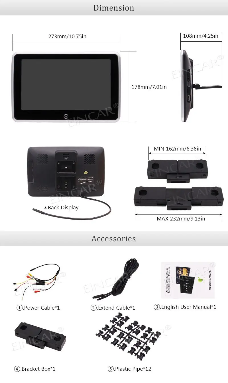 10 1 дюймов подголовник Android 6 0 сенсорный экран монитор заднего сиденья AV/TF/USB HDMI