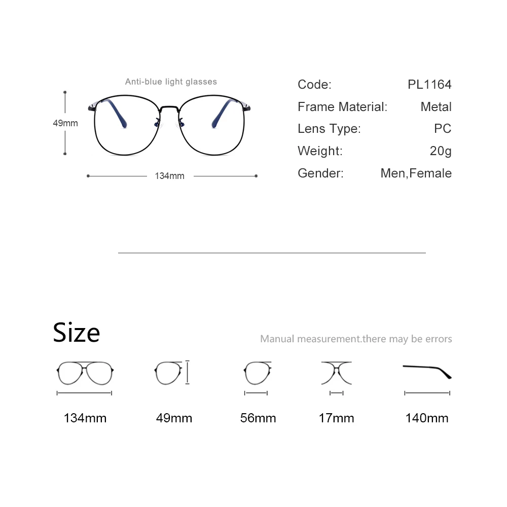 Унисекс, металлические круглые голубые легкие очки мужские компьютерные очки для геймеров очки-оверсайз женские очки с защитой от синего излучения PL1164