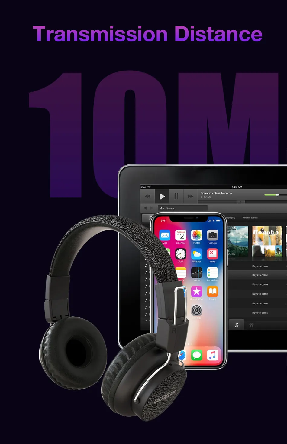 MOXOM Bluetooth наушники Беспроводная гарнитура наушники с микрофоном TF карта для телефона музыка складные регулируемые наушники
