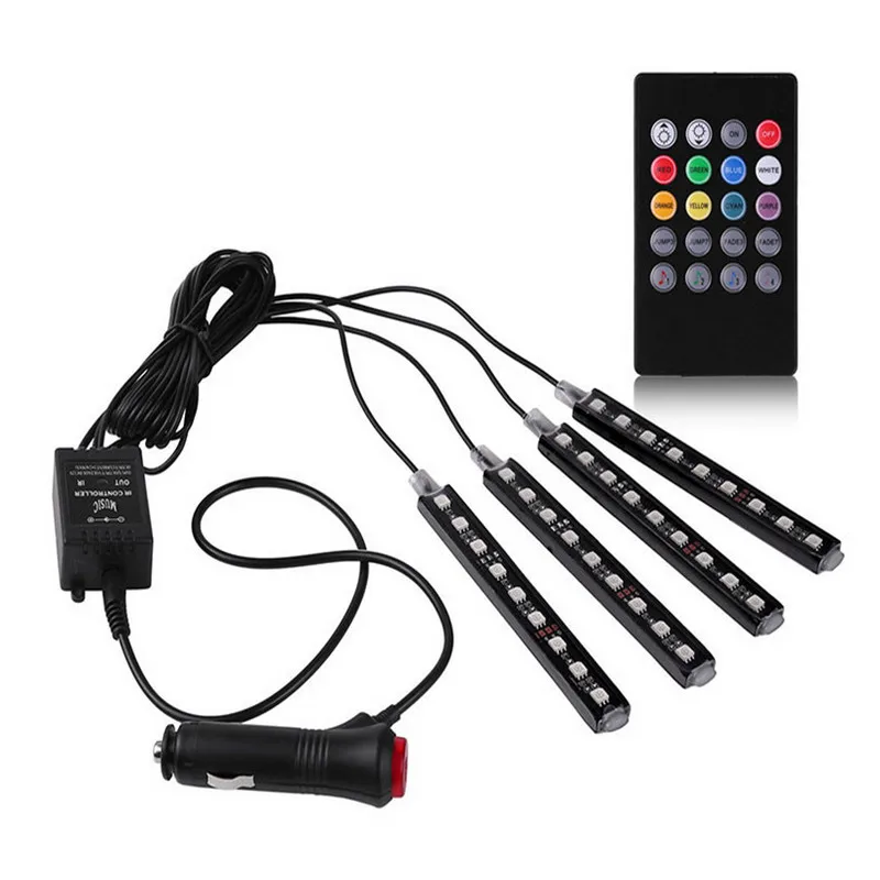 4 шт. 9 светодиодов RGB для салона автомобиля | Автомобили и мотоциклы