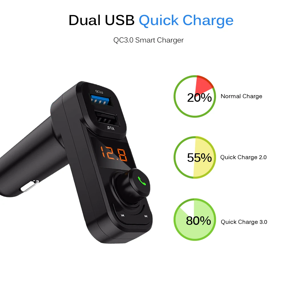 Fm передатчик Bluetooth автомобильный комплект поддержка QC3.0 быстрая зарядка tf карта u