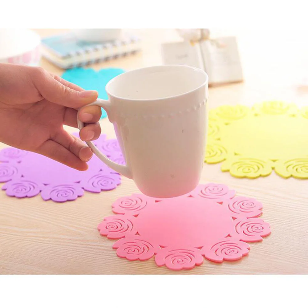 1 шт. силиконовые розового цветка кухня столовой чехлы для декорация стола