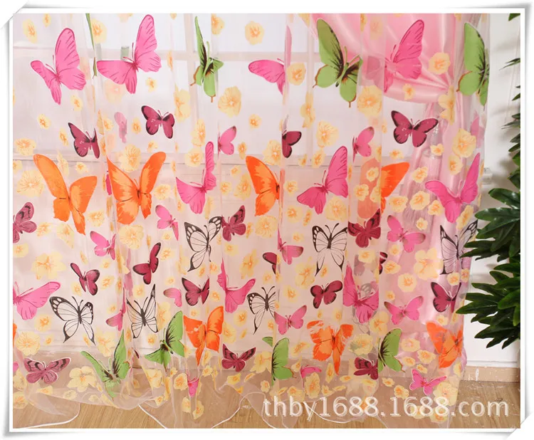 Тюлевые занавески для окна с бабочкой пасторальная дверь Балконная занавеска