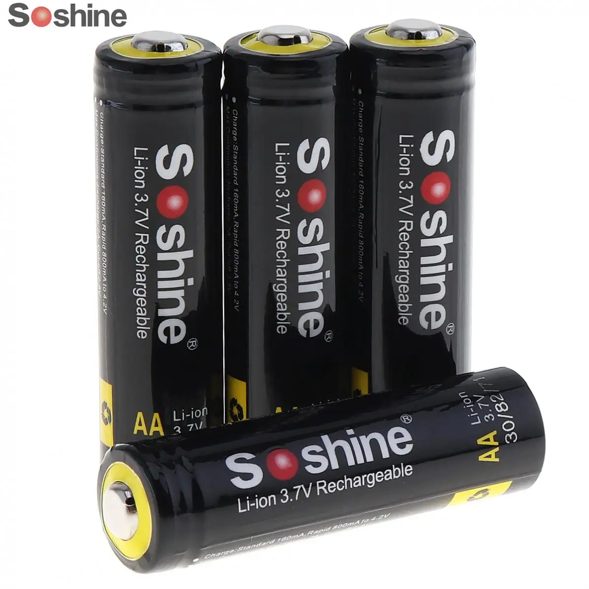 4 шт./лот Soshine 3 7 В 800 мАч 14500 литий ионная аккумуляторная батарея AA с защитной