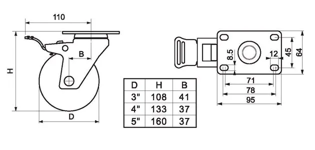 1 шт. жнвлп средняя нагрузка 4 дюйма/кпромышленной тележки 150 кг игрушка Акула из