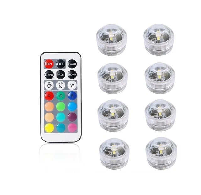 1 remote 8 lights Подводный светодиодный светильник/открытый IP68 водонепроницаемый светильник-свеча s 3 см мини бассейн ваза лампа с пультом дистанционного управления RGB Подводные лампы - Emitting Color: 1 remote 8 lights