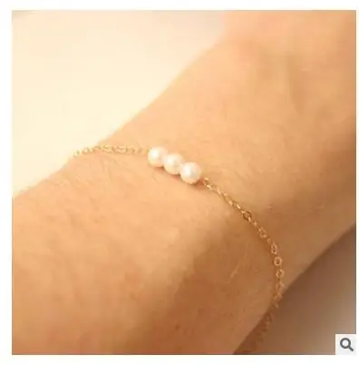 Женские браслеты из искусственного жемчуга sl270 золотистые и Серебристые с